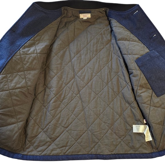 Wallace & Barnes Mens Navy Wool Blend Bomber Chore Barn Jacket Primaloft Large - Picture 3 of 7